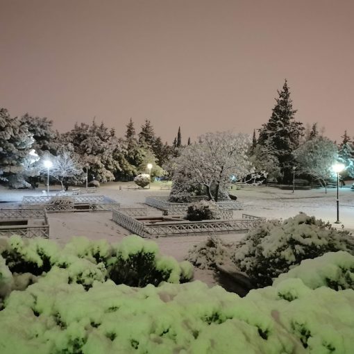 χιονισμένο το σκοπευτήριο της Καισαριανής